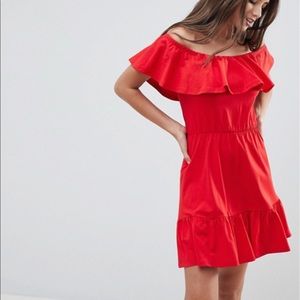 ASOS off shoulder sundress with tiered skirt